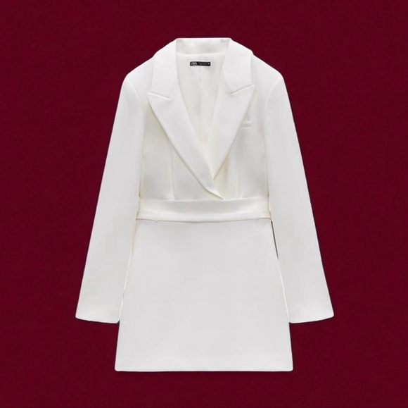 Zara Dresses & Skirts - Zara White Mini Dress Blazer Dress Size S